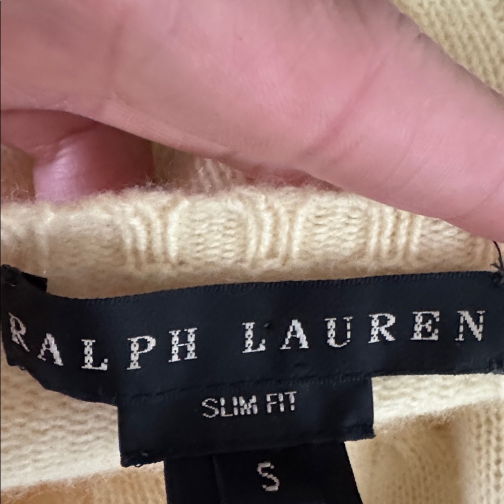 Ralph Lauren Cashmere Soft Yellow Sweater Slim Fit Sweater Size S - Picture 6 of 8